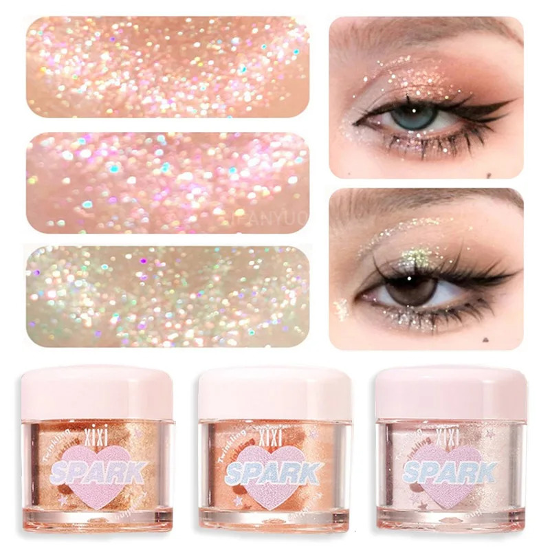 3 Colors Glitter Highlighters Powder Diamond Shimmer Eye Shadow Pearlescent Face Body Smooth Natural Contour Makeup 240620