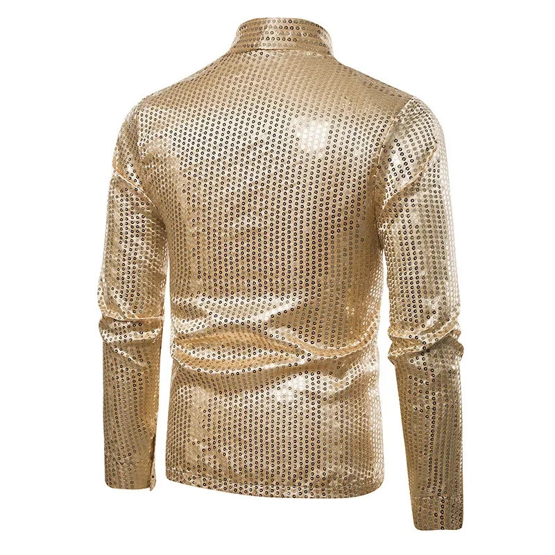 Mens Sequin Buttonless Cardigan Thin Long Sleeved Knit Shirt Mens Performance Wear Large Top 240615