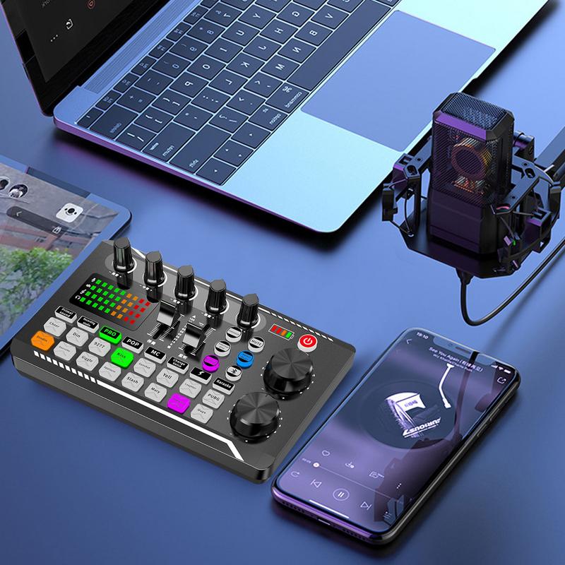 Podcast Microphone Sound Card Kit Professional Studio Condenser Mic&F998 Live Sound Mixer For Livestreaming Podcasting Recording