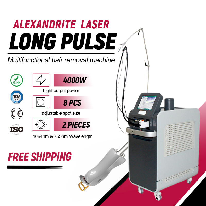 Powerful Alexandrite Laser Long Pulse 755nm 1064nm Alex Fast Hair Removal Device 755nm Skin Rejuvenation