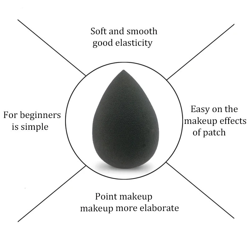 Black Makeup Applicator Super Soft Sponge Powder Blender Smooth Foundation Contour Blending Puff 240620