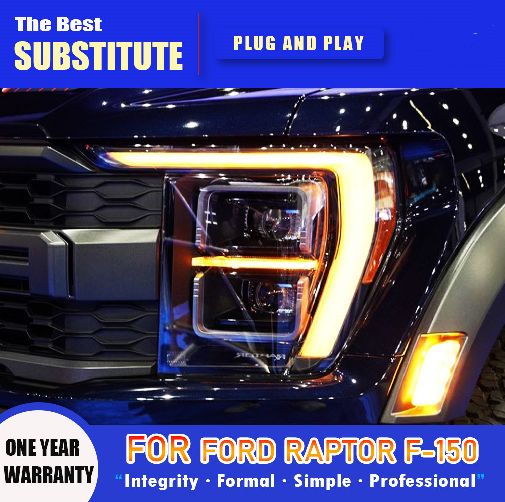 Car Headlights for Ford F-150 Raptor 20 21-2023 Full LED Dynamic Turn Signal Lamp Car Head Lamp Assembly