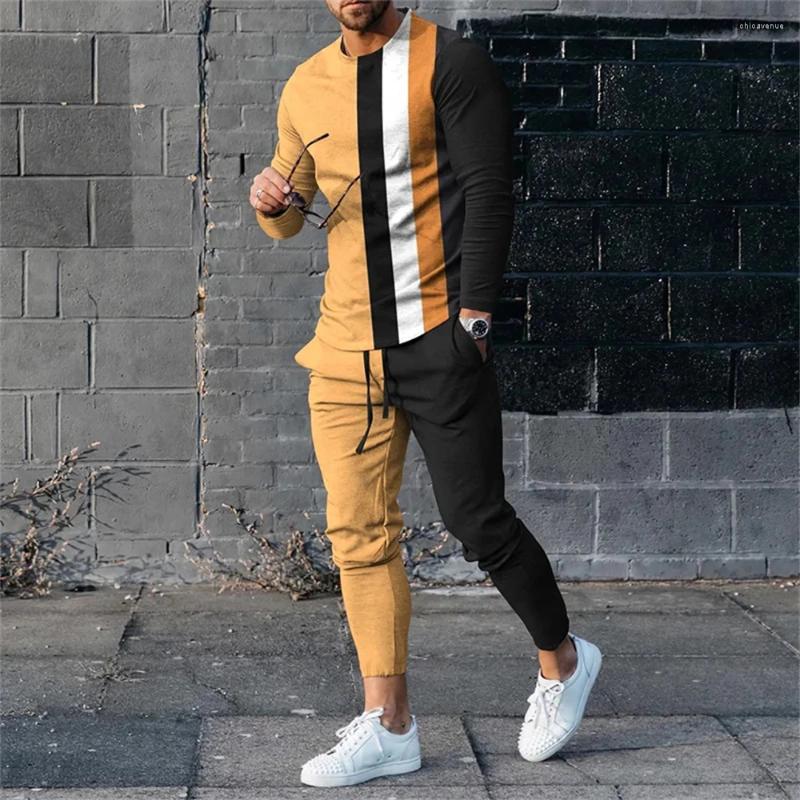 Men's Tracksuits Autumn Long Sleeve Trousers Suit Men Streetwear Casual Style Set Oversized Tracksuit Clothing 2 Piece Sets