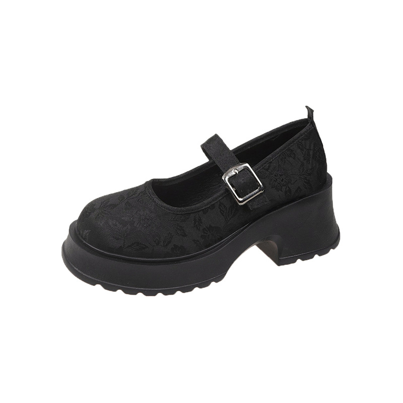 Vintage thick sole everything fashion chunky heel shoes 2024 new summer shallow cut buckle Mary Jane shoes women