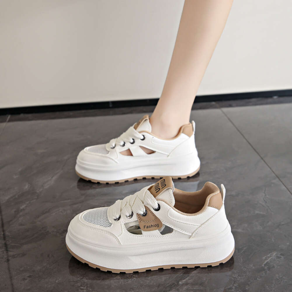 Ddmyoutdoor Summer New Instagram Korean Edition Hollow Small White Female Students Thick Sole Versatile Casual Sports Board Shoes XT