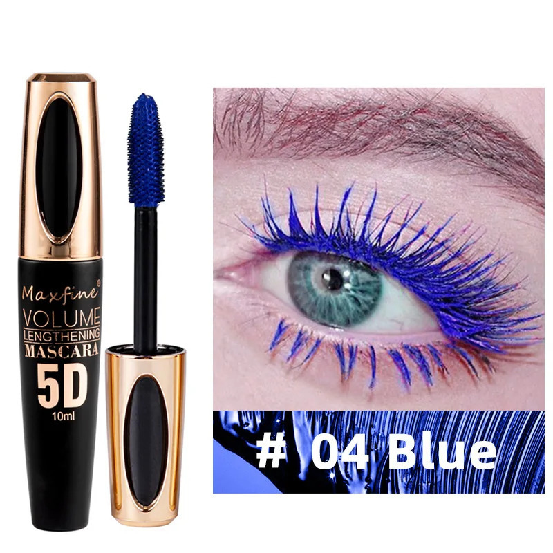 Colorful 5D Volume Mascara Lasting Styling Waterproof Quick Dry Blue Purple Curling Lengthen Long Eyelash Silk Extension Cream 240620