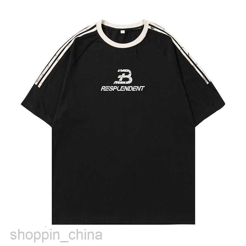 Men T Shirts sleeves with three stripes design short sleeved T-shirt for man women summer new high street letter print loose fitting T-shirt tees tops
