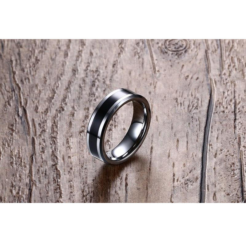 Vnox Men's Tungsten Wedding Bands Ring Thin Black Line Engagement Ring USA Male Jewelry 6MM Wide