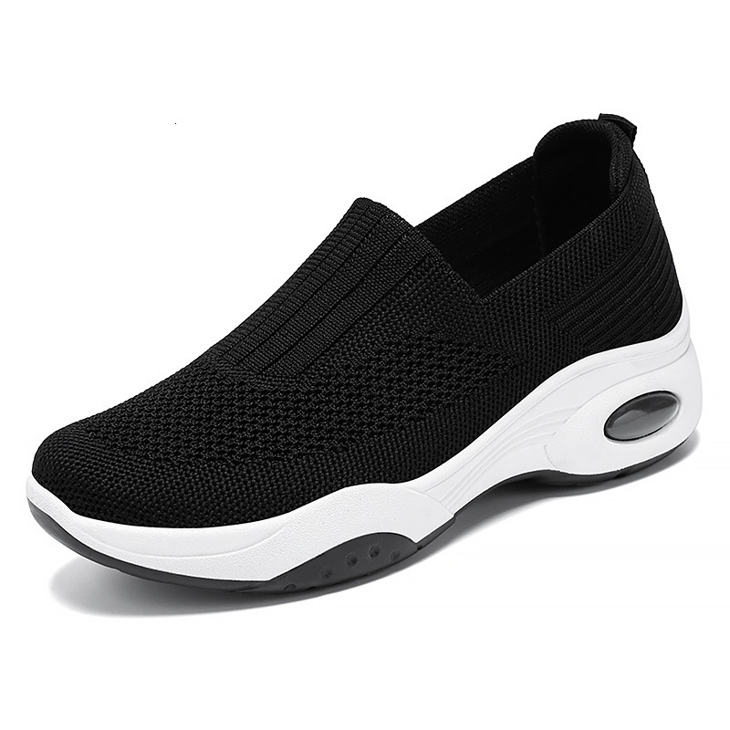 2024 Spring/Summer New Flying Weaving Women's Thick Sole Casual Cloth With One Step Matsuke Shoes