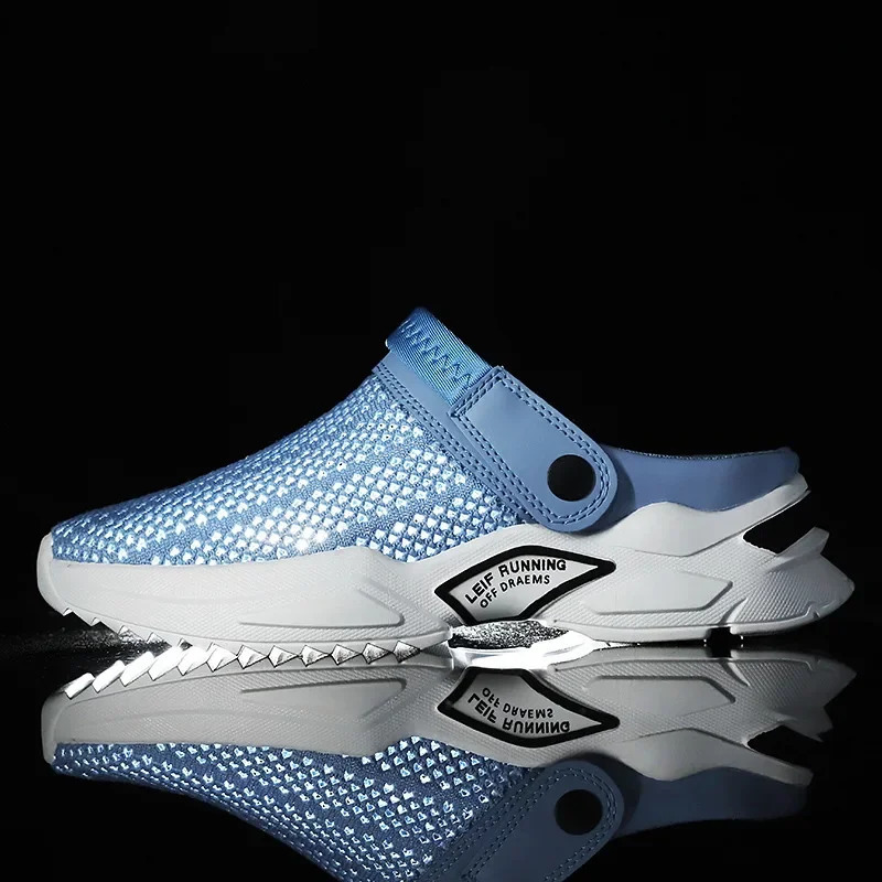 Summer Flip-Flops Large Size Cross-Border Mens Half Slippers Mens Sandals Student Hole Closed Toe Sandals Beach Shoes 240620