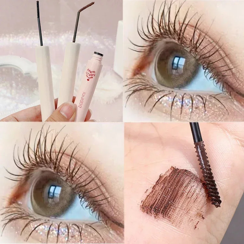 Waterproof Black Brown Mascara Lasting Matte Quick Dry Ultra-fine Brush Lengthening Eyelash Mascara Lash Extension Makeup Tool 240620