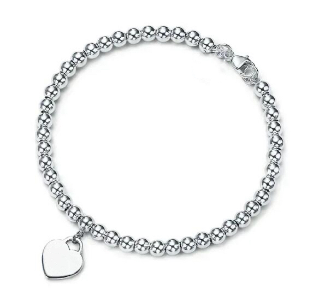 Fashion 925 sterling silver heart bracelet classic beaded bracelet 4mm rose gold bead man women jewelry lovers necklace gifts