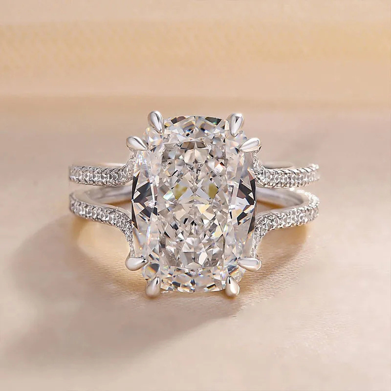 Stunning Sterg Sier Cushion Cut White Zirconia Eternity Ring
