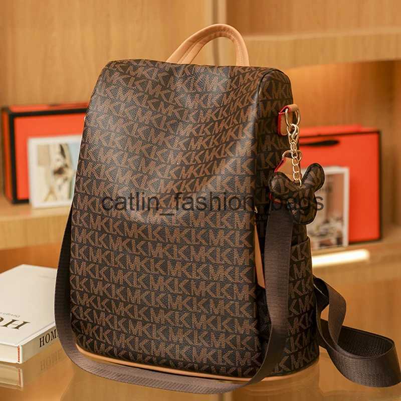 Backpack Style High quality leather womens backpack luxurious designer shoulder bag girls school letter printed anti-theft caitlin_fashion_bags H240621