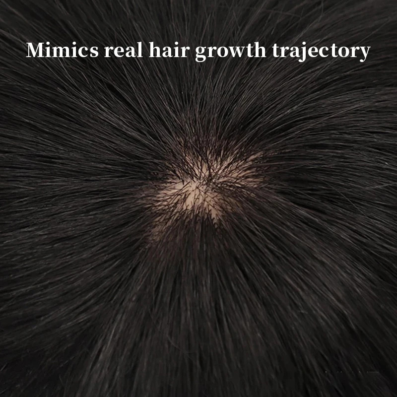 Mens Natural Black Short Wigs Straight Wig Hair Clip-on Toupee Hair Men The Top of The Head Wigs Replacement Wigs 240621