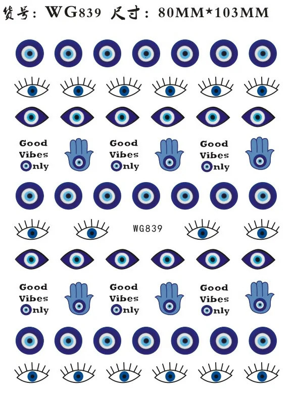 Nail Art Stickers Water Decals Eyes Stripe Nail Art Decorations for Manicure Accessories Press on Nails Foil Stickers and Decals 240620