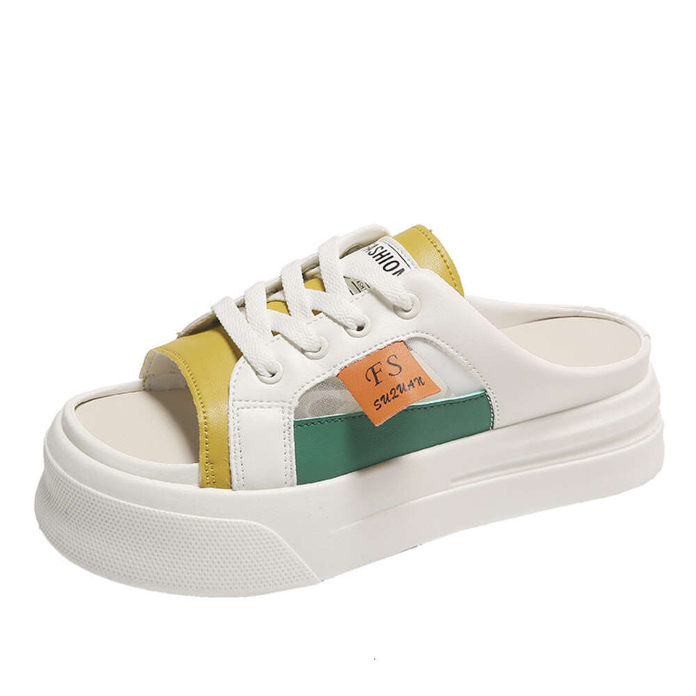 2024 Leisure Slippers Women's Summer New Korean Edition Instagram Female Student Half Tug Versatile Breathable Sandals Street Shoot K8707