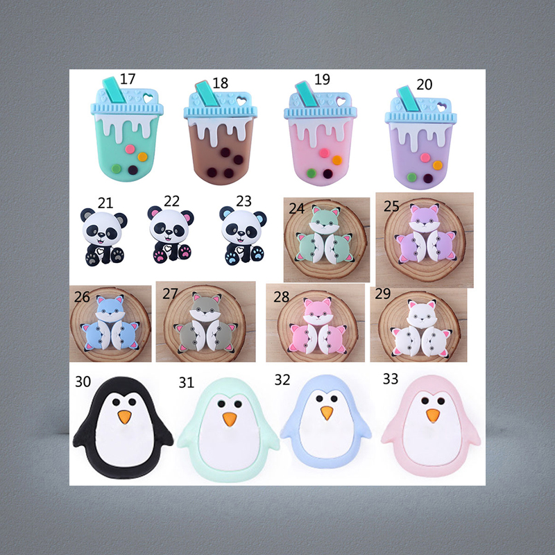 49 Styles 3cm Silicone Beads for DIY Baby Teethers Necklace Accessories grade BPA Animal Toddler teether M1960