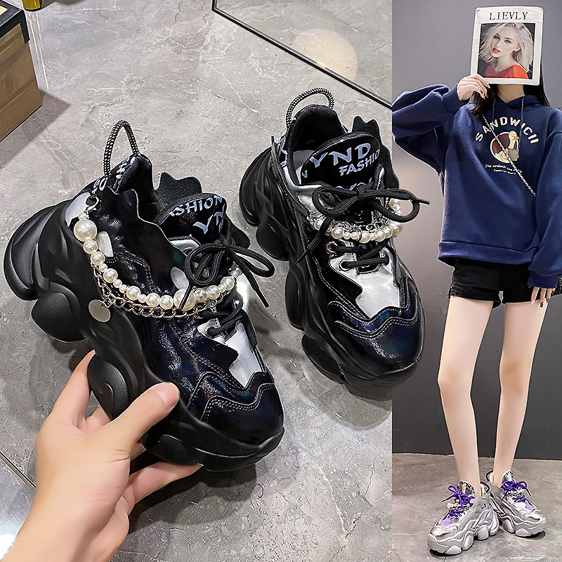 Dad's Instagram Trend Spring and Autumn New Leisure Sports Matsutake Thick Sole Elevated Women's Shoes ddmythur
