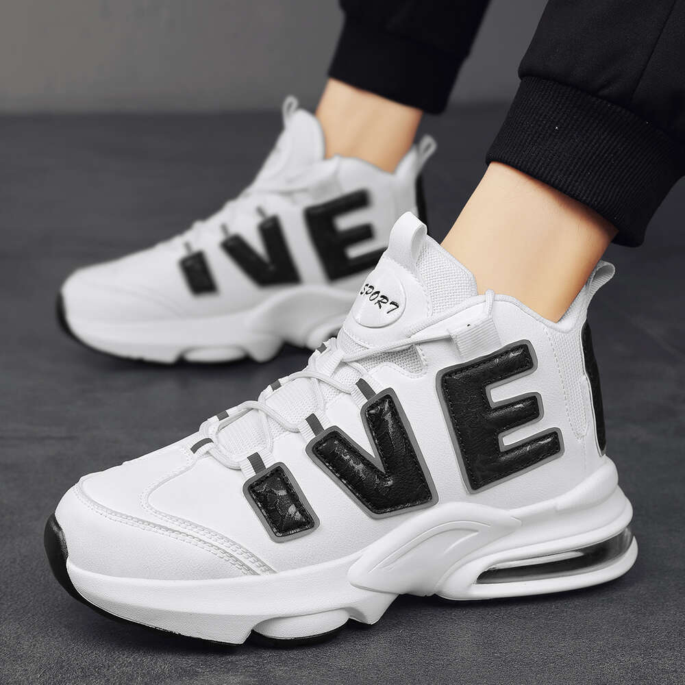 Ddmyoutdoor Basketball For Men Women Adult Sports With Air Cushion Rebound Plush Niche Black And White Combat Shoes