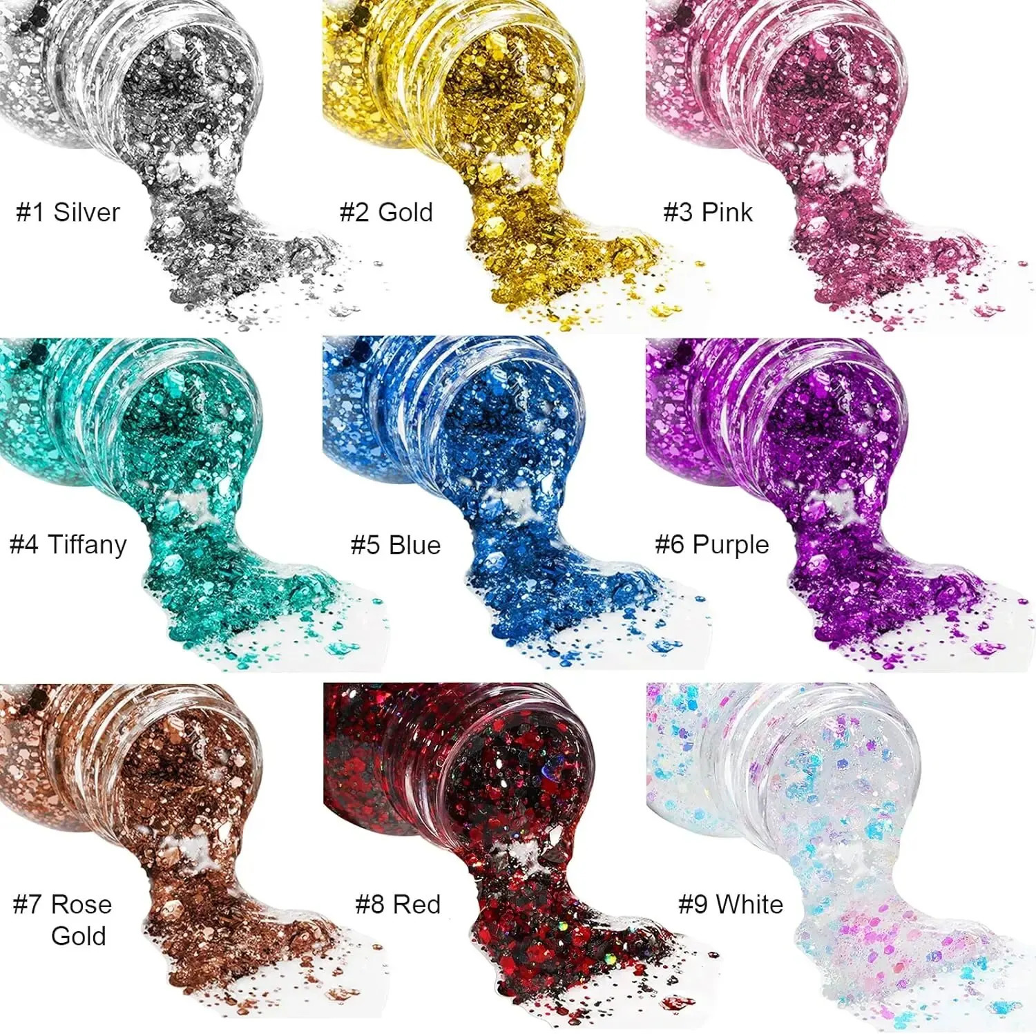 Mermaid Sequins Body Glitter Gel SetLong Lasting Holographic Glitter Liquid Body Makeup for Women Waterproof Face Glitter Gel 240620