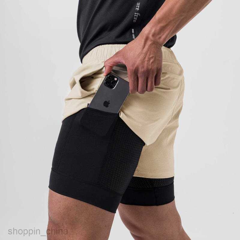 Men's Shorts Men's capris with four sides elastic double-layer running, fitness and sports pants, new summer casual slim fit shorts