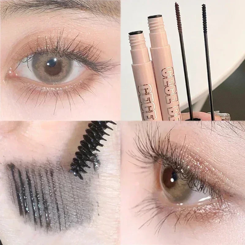 Silk Fiber Matte Mascara Makeup Ultra-Fine Brush Lengthens Eyelashes Waterproof Fast Dry Brown Black Curling Mascara Comestic 240620