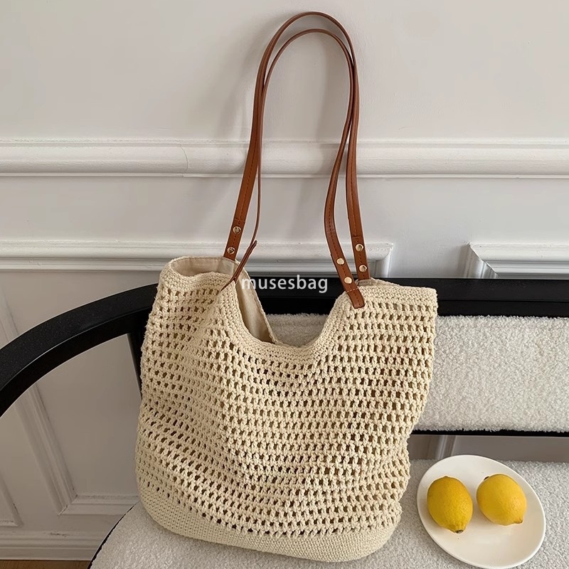 Fashionable Women High Quality Classic Multi functional Summer Grass Woven Bag Commuting Carrier Extra Large Bag Seaside Beach Large Capacity Shoulder