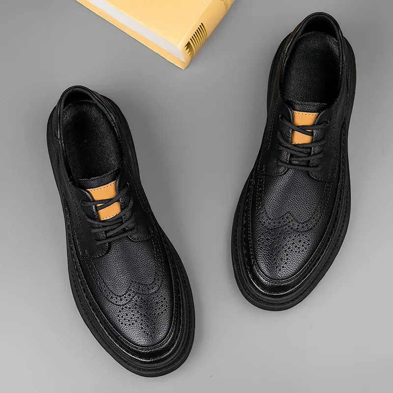 Men elevator leather shoes business dress shoes all-match comfortable increase 4cm casual shoes platform height increasing shoes 240621