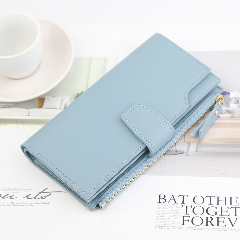 Solid Color Wallet Gift Luxury Card Holder Large Capacity Zipper Blocking Organizer for Phone Pocket Ladies Cartera