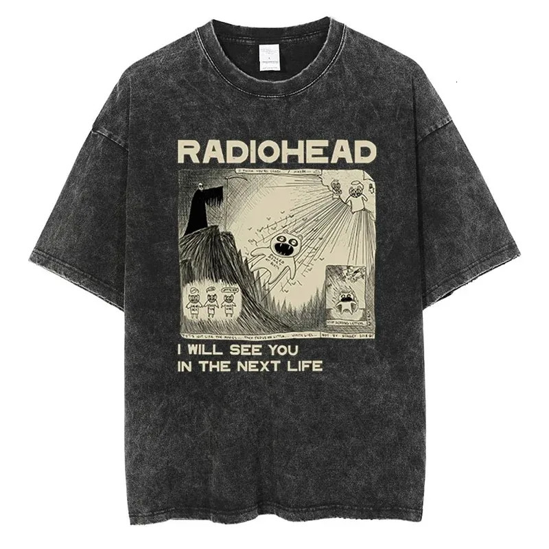 T Shirt Radiohead Classic Retro Rock Band Graphic Tshirt Oversized Quality Cotton Men Women Hip Hop Streetwear Short Sleeve Tees 2