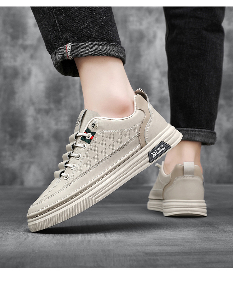 Men Shoes New Breathable Shoes Trendy Versatile White Shoes Athleisure Style Shoes Trendy Board Shoes Beige Free shipping