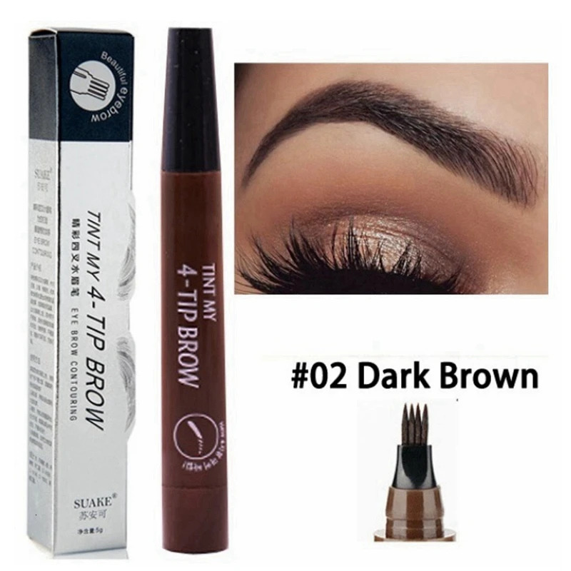 5 Colors Dark Brown 4 Point Liquid Eyebrow Pencil Microblading Waterproof Eyebrow Pencil Tattoo Eyebrow Pen Makeup 240620