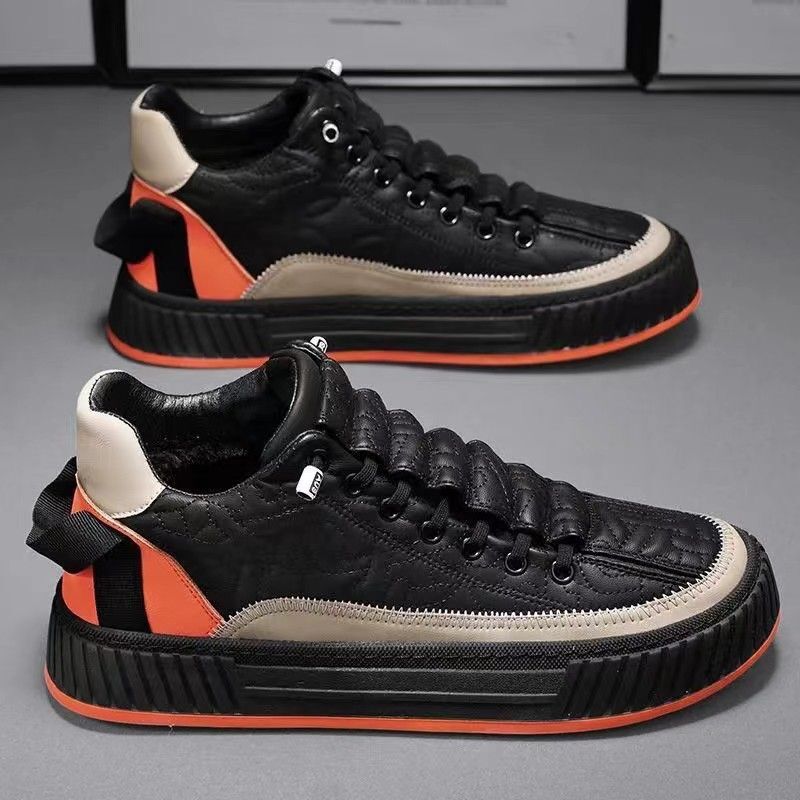 Men New Breathable Canvas Trend Versatile White Thick Soled Casual Athleisure Style Board Shoes Trendy Beige Free shipping