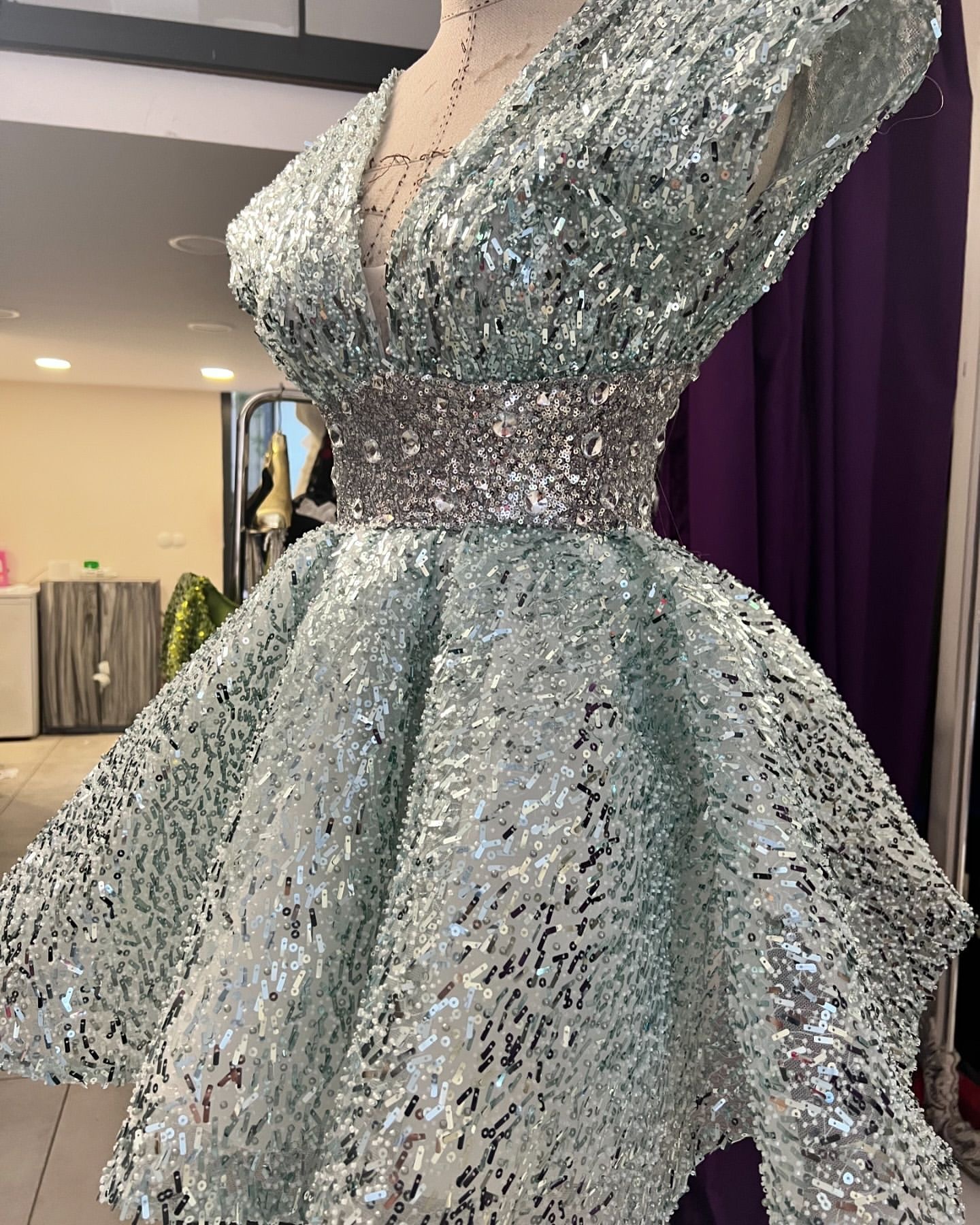 2023 sage aline graduation dress sequined lace beaded short mini homecoming party formal cocktail prom bridesmaid gowns dresses zj417