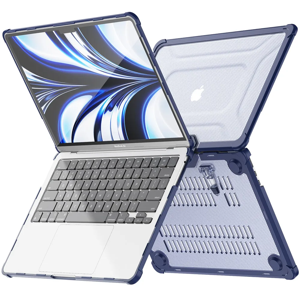 Case For Apple Mac book Air 13.6" M2 M3 Matte Transparent Stand Cover Rugged Shockproof TPU Bumper Hard Shell Macbook Cases A3113 A2681