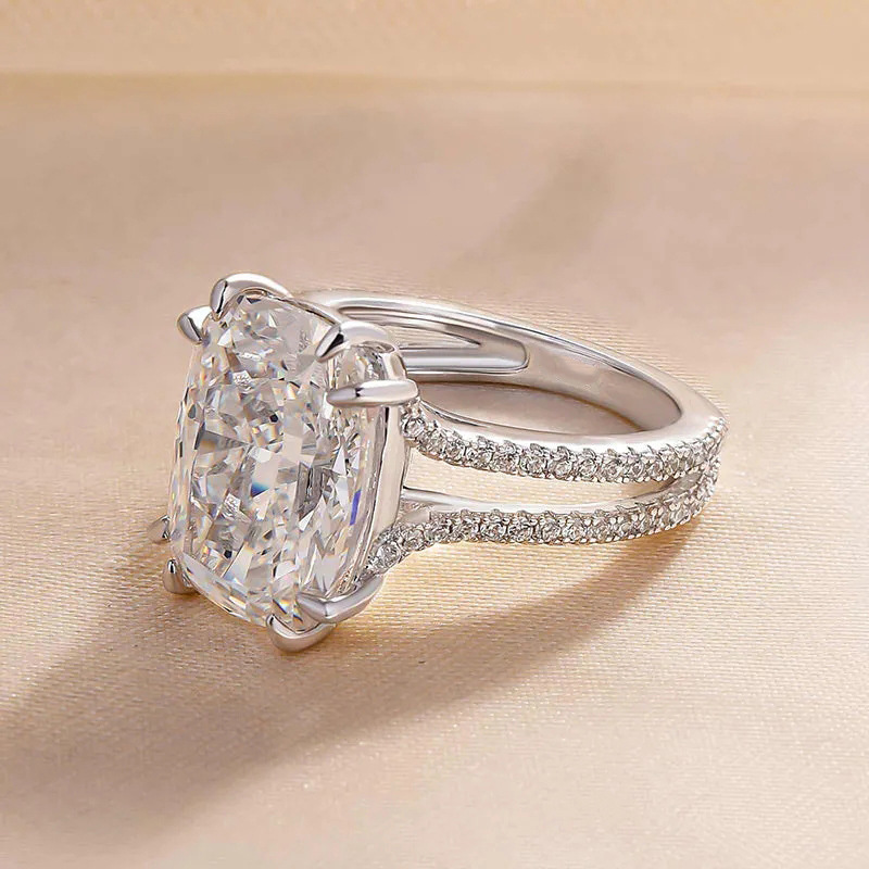 Stunning Sterg Sier Cushion Cut White Zirconia Eternity Ring