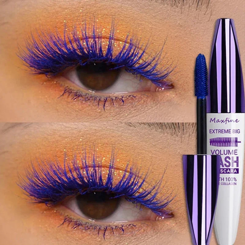 Waterproof Blue Eyelash Mascara 5D Silk Fiber Stereo Mascara Lasting Fast-Dry Curling Lashes Extension Makeup Eye Cosmetics 240620