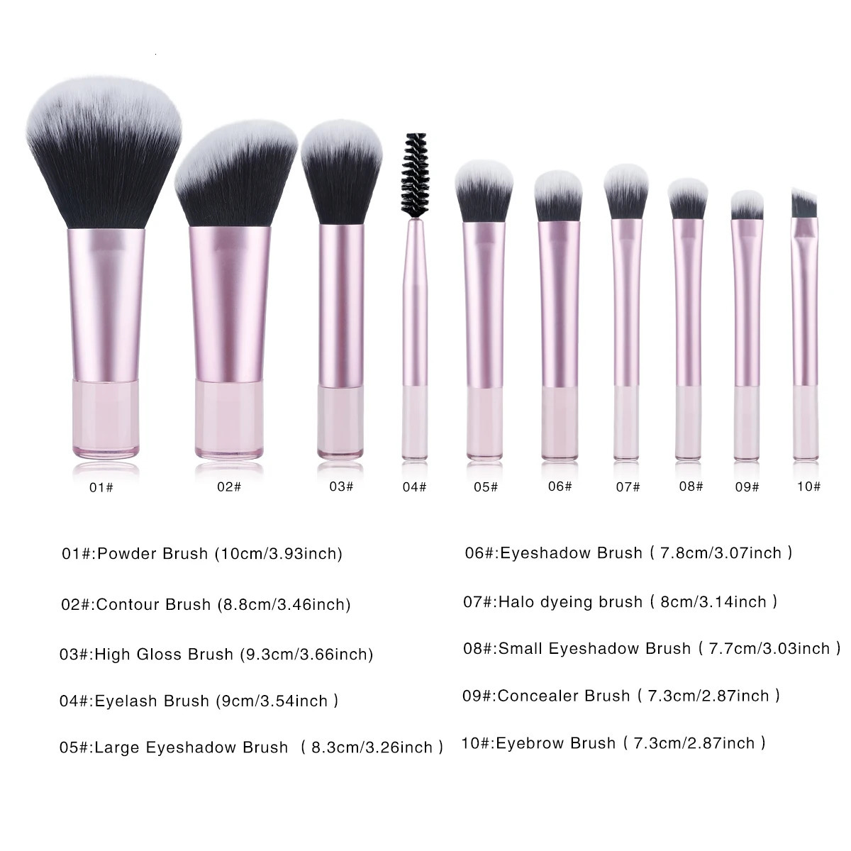 10Pcs Mini RT Makeup Brush Set Powder Eyeshadow Foundation Blush Blender Concealer Beauty Makeup Tools Brush Professional 240625
