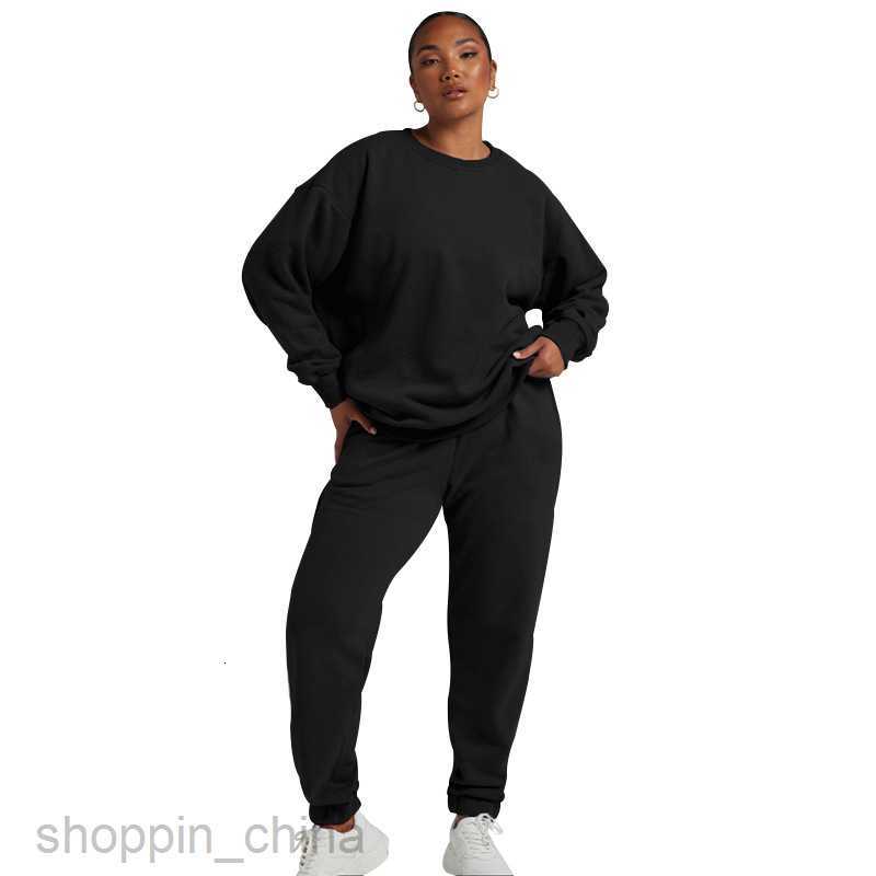 Women's Tracksuits Fashion solid color sports jogging suit Autumn and winter new solid color Pullover long sleeve sweater women two-piece casual 