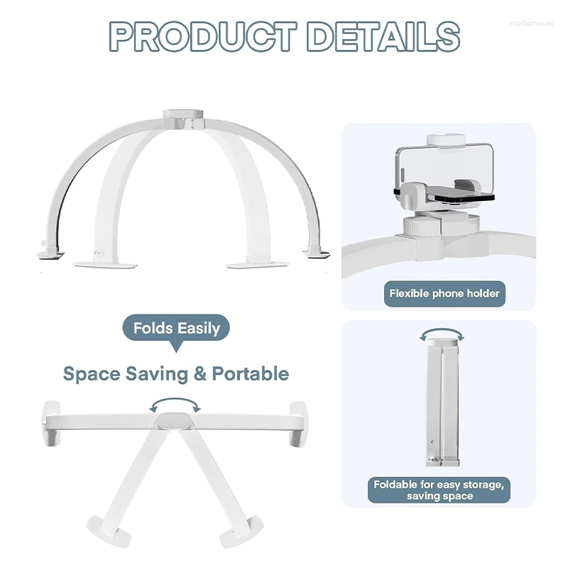 Nail Dryers 30W Half Moon Desk Lamp 3000-6500K Touch Control Foldable U-shaped Manicure Tattoo Beauty Light With Phone Clip