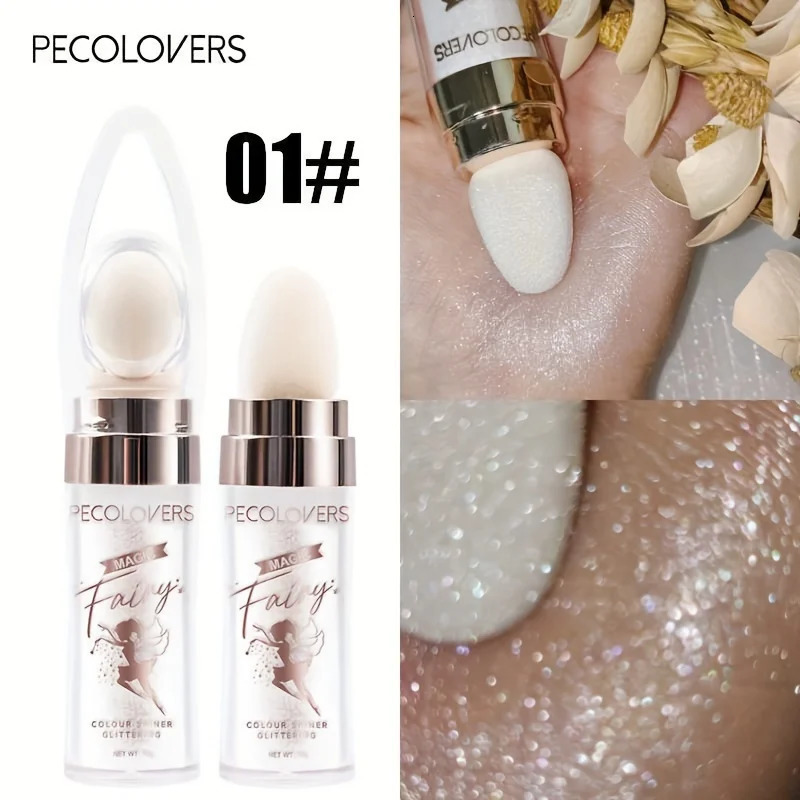 1PC Shimmer Fairy Powder White Purple Blue Loose Highlighter Face Body Glitter Wand Makeup Bronzer Cosmetic 240620