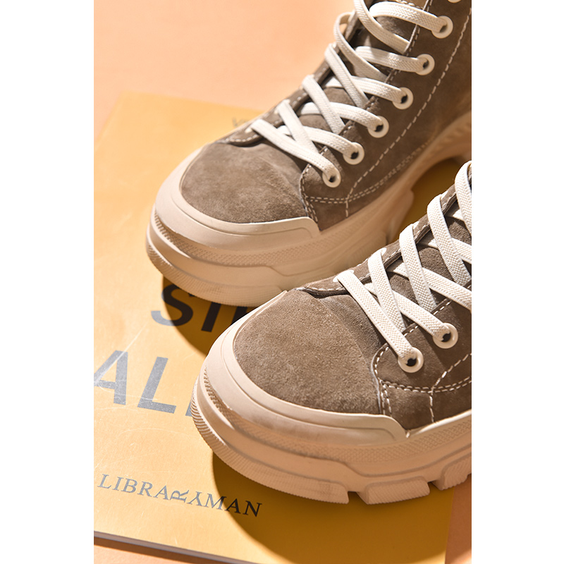 BeauToday Casual Sneakers Women Suede Leather Round Toe Lace-Free High Top Ladies Retro Fashion Flat Shoes Handmade 29575