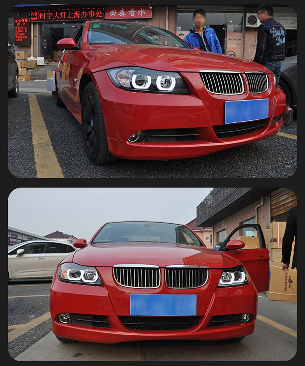 Car Lights For BMW 3 Series E90 2005-2012 Headlights LED DRL Turn Signal High Low Beam Angel Eye Headlight