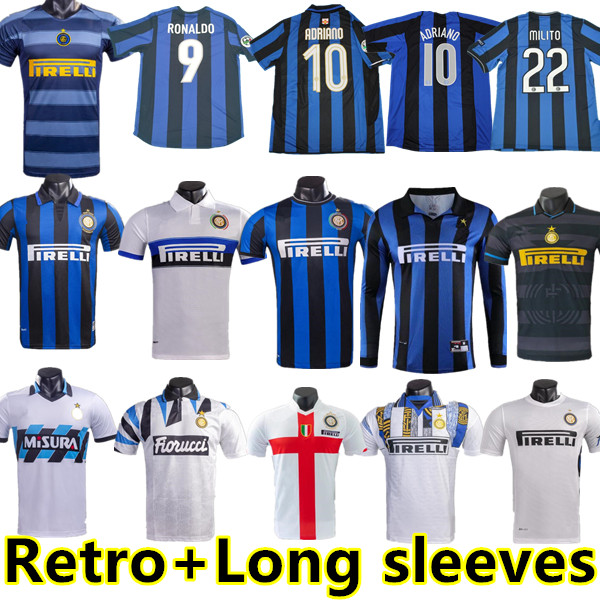 Inter finals Soccer jerseys 2009 MILITO BATISTUTA SNEIJDER ZANETTI 10 11 02 03 08 09 MILAN Retro Pizarro Football 1997 98 95 96 99 Djorkaeff Baggio RONALDO long sleeve