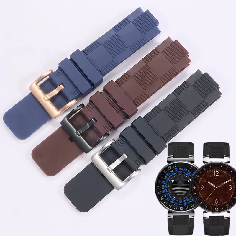 21x12 interface MM silicone rubber strap for TAMBOUR IN BLACK | Tambour mens quartz watch strap Q114K0 Diving watch belt 240617