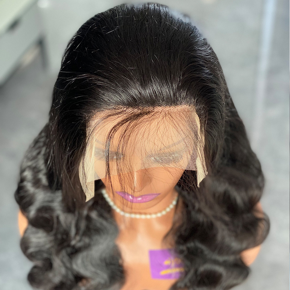 180% Density Body Wave Lace Front Wigs Human Hair 13x4 Top Swiss Lace Bleached Knot Natural Black Women Curly Wigs Smooth and Glossy Long Hair Wig