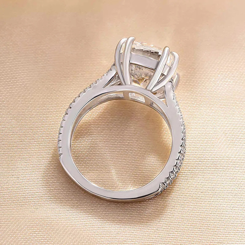 Stunning Sterg Sier Cushion Cut White Zirconia Eternity Ring