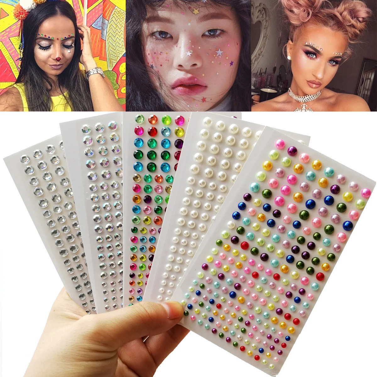 Glitter Face Rhinestone Sticker Self Adhesive Body Eye Shadow Diamonds Bling Party Festival Decoration Jewels Stickers 240620