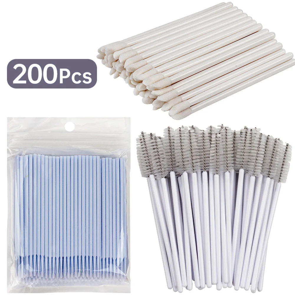 200pcs Eyelash Extension Special Eyelash Removal Brush Micro Brush Eyelash Brush Lipline Cotton Brush for Eyelash Extension Tool 240620